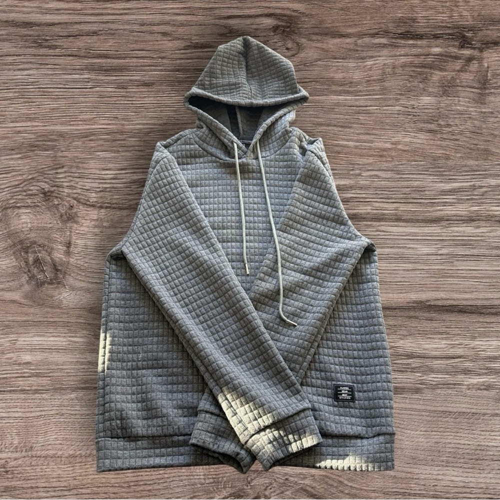 Gray Quilted Hoodie